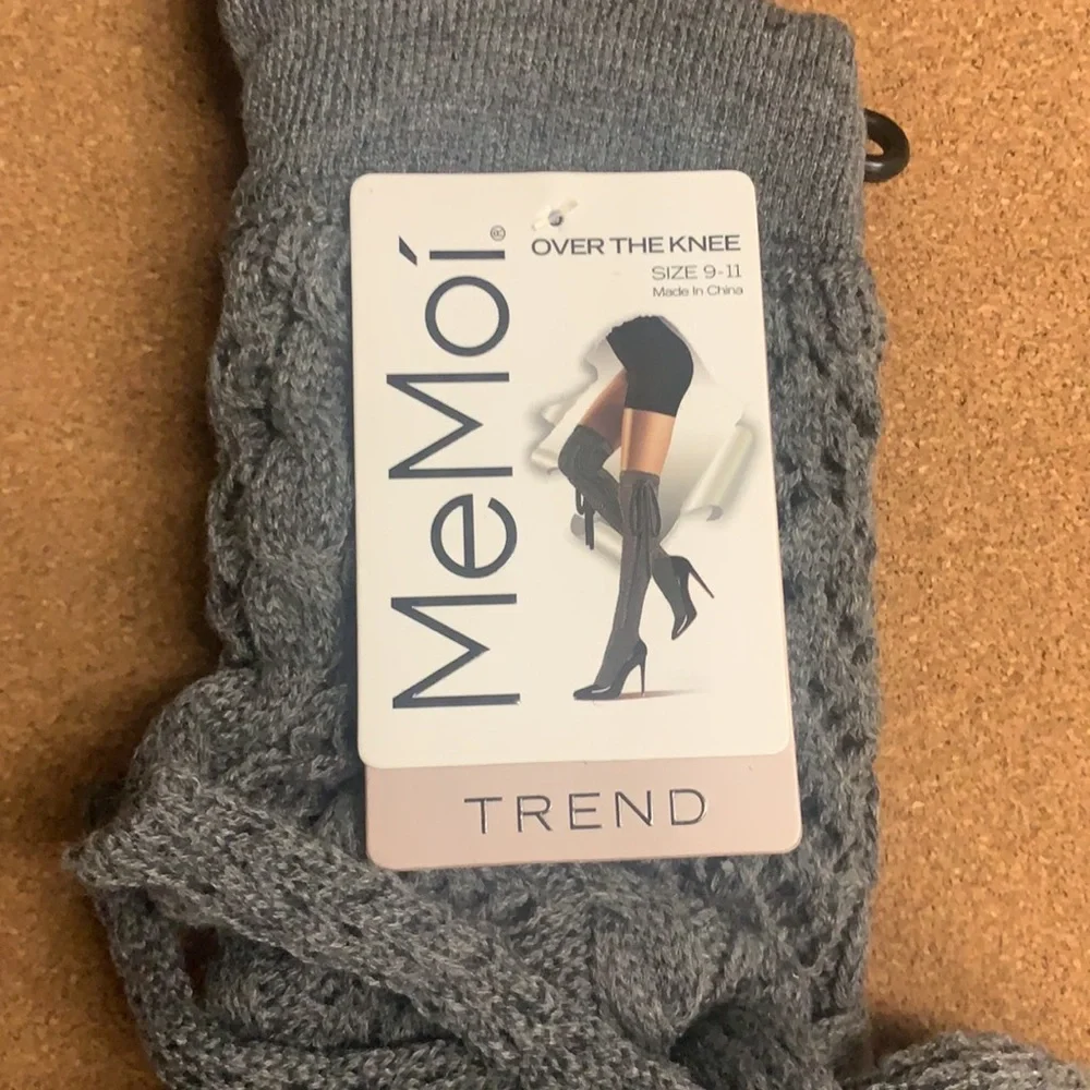 MeMoí Knit Pointelle Bow Knit OTK Boot Sock